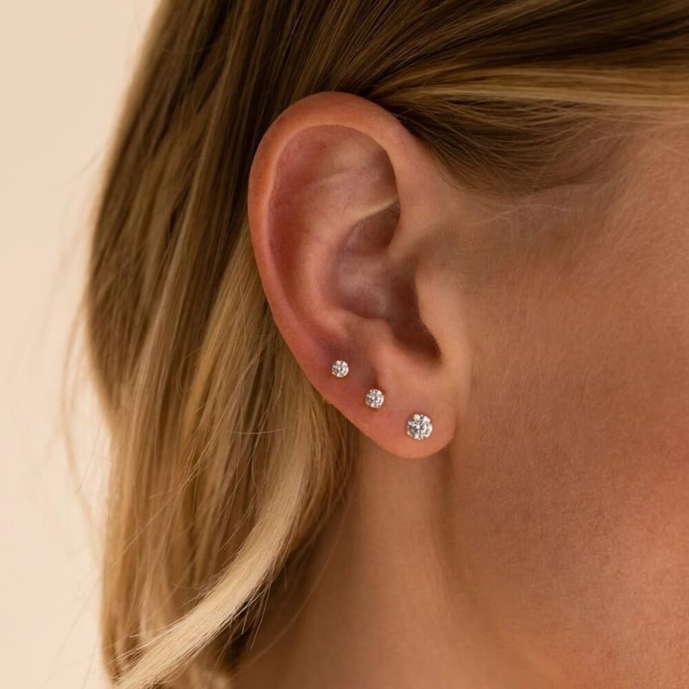 Titanium Earrings Push-In Threadless Flat Back St… - image 5